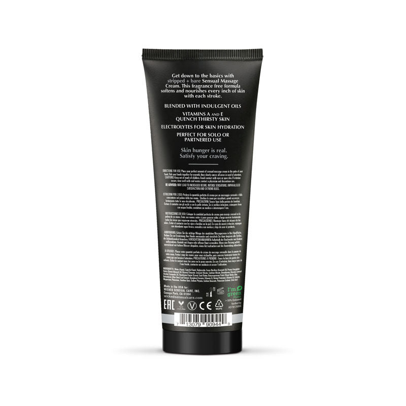 Wicked - stripped + bare -  sensual massage cream - Product front view  | Flirtybay.com.au
